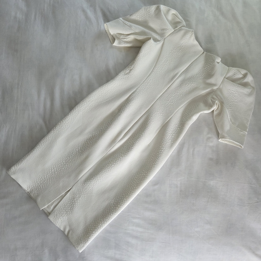 Bardot White Midi Dress with Puff Sleeves - Picture 7 of 11